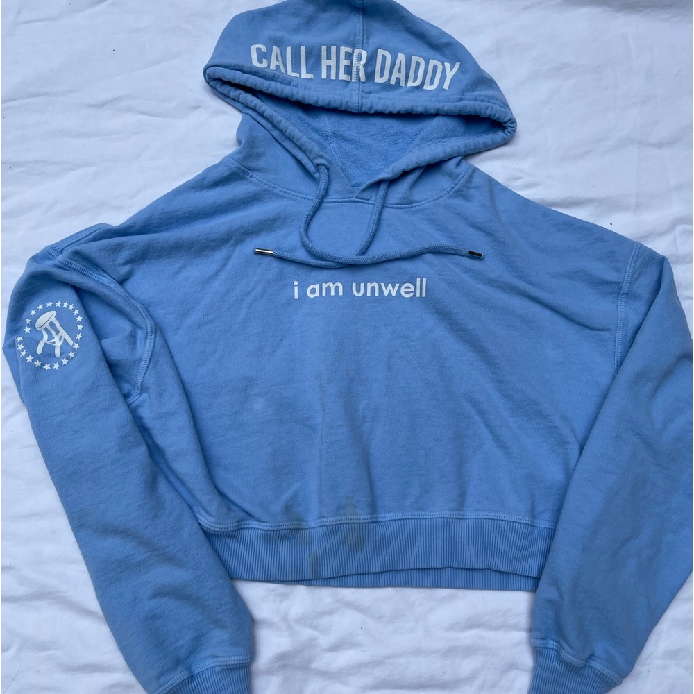 Barstool.CALL HER DADDY.original crop hoodie. small stain on front & wear/tear